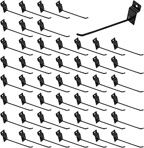 Waltool 50Pcs 2 Inches White Slatwall Panel Hooks Bulk Set, Metal Slat Wall Hanging Display Hanger Hooks, Pegboard Organizer For Gridwall Garage Shop Retail