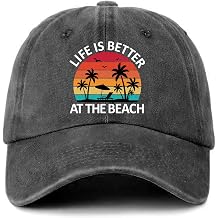 Funny Beach Life Printed Hat - Life is Better at The Beach - Vintage Adjustable Washed Cotton Baseball Cap for Summer - Birthday Gifts for Women Coworker Friend Bestie Multicolor