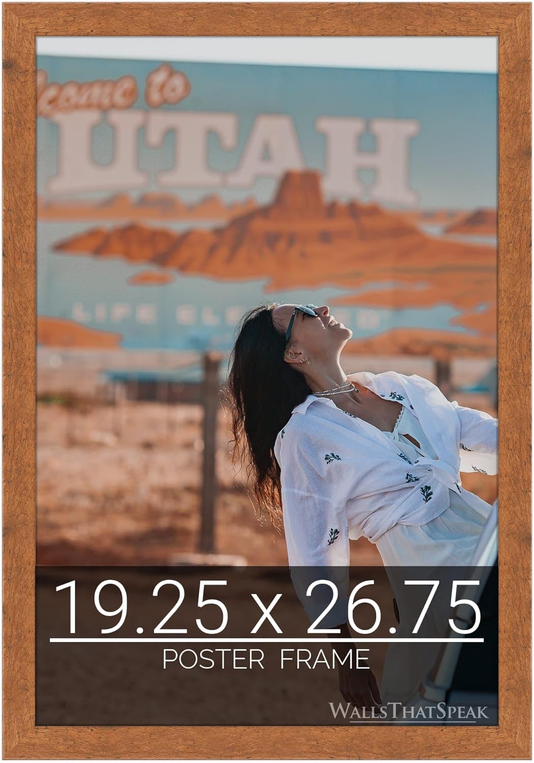 wallsthatspeak 19.25x26.75 Light Walnut Rustic Pine Picture Frame for Puzzles Posters Photos or Artwork