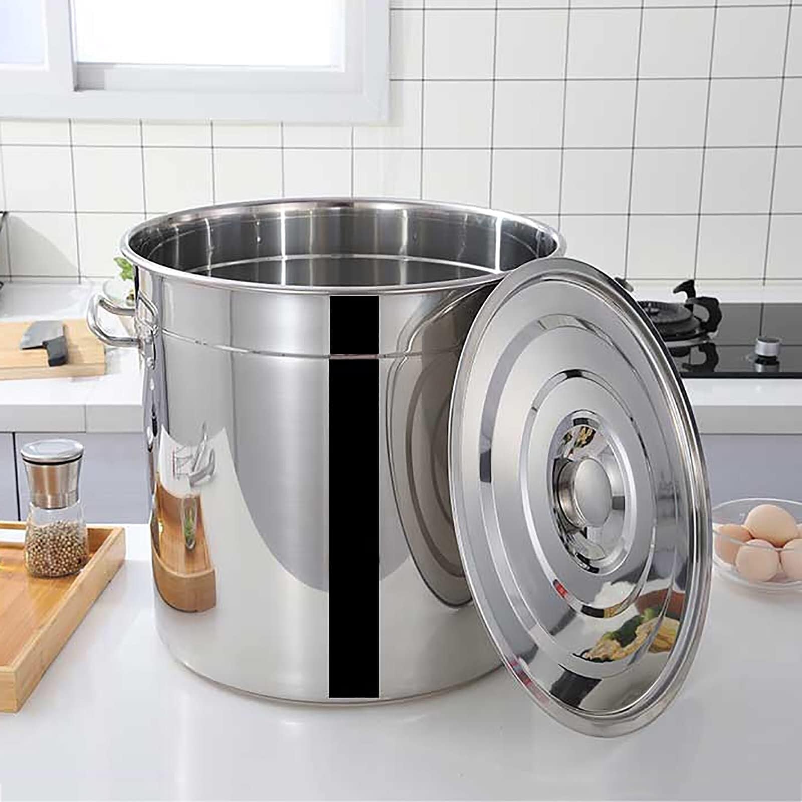 Suppentopf aus Edelstahl 304 mit Deckel, 30,5 cm und 35,5 cm, langlebiger und sicherer Kochtopf für Suppen, Eintöpfe und Brühen, ideal für den Einsatz zu Hause und in der Gastronomie
