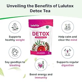 LULUTOX Detox Tea - Herbal Blend with Dandelion, Ginseng, and Ginger - Supports A Healthy Weight, Digestive Health - Vegan, All Natural, Laxative-Free - Peach Flavor (3 Pack x 28 Servings)