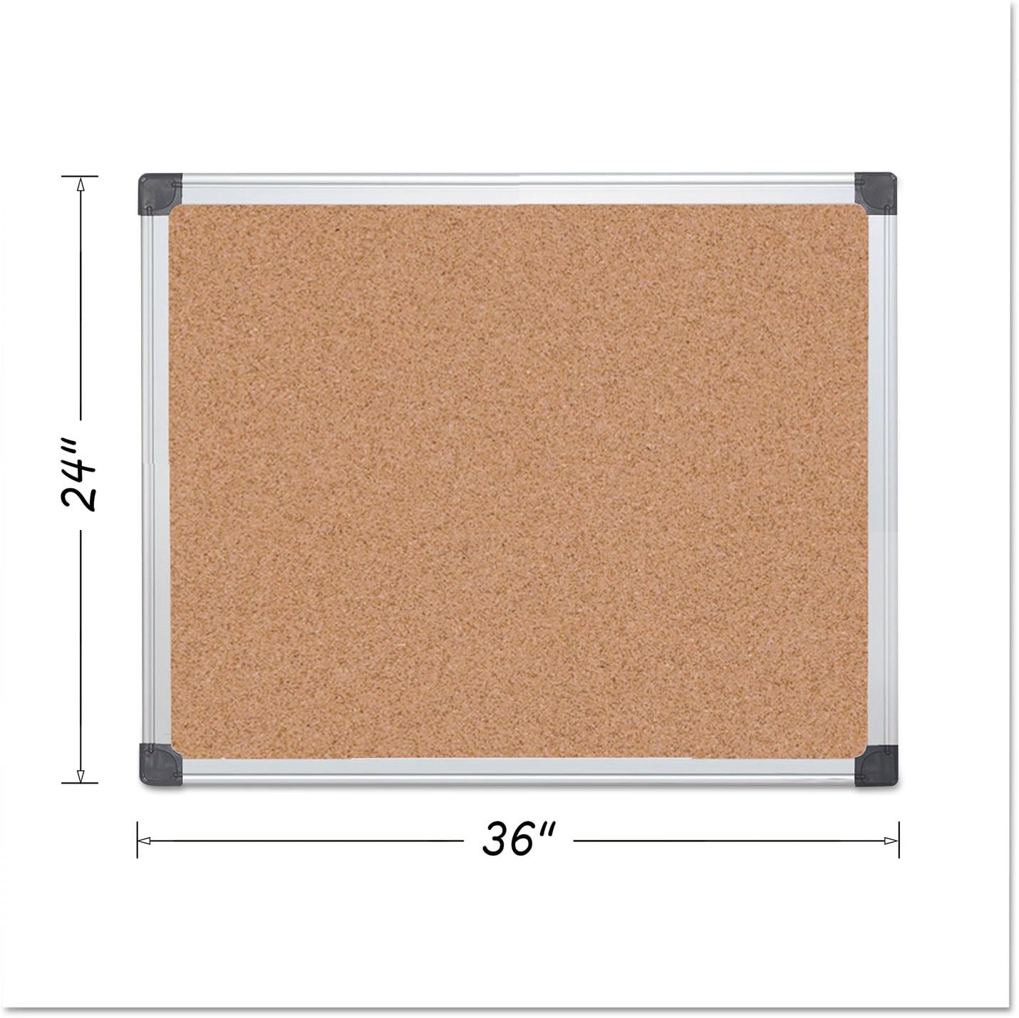 Cork Bulletin Board w/Aluminum Frame, 36 x 24