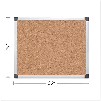 Cork Bulletin Board w/Aluminum Frame, 36 x 24