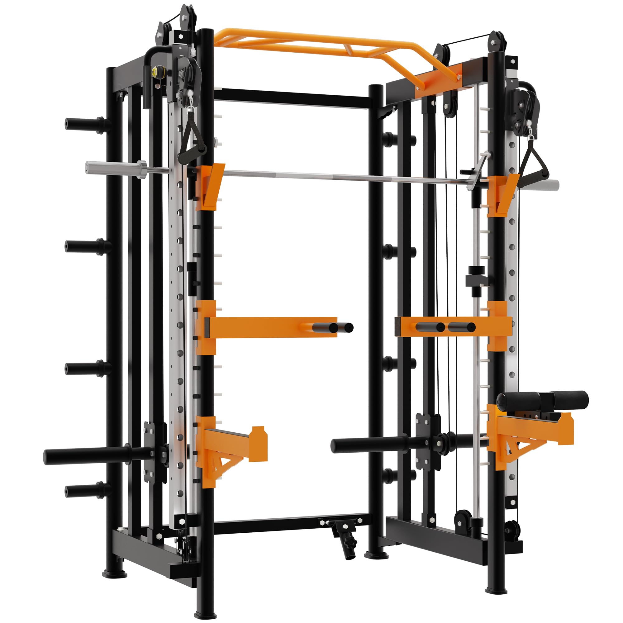 Fitvids Machine Power Rack Home Gym with Pulley System and Cable Crossover, Squat Rack and LAT Pulldown, Functional Trainer, Leg Extension and Curl for Full Body Strength Training