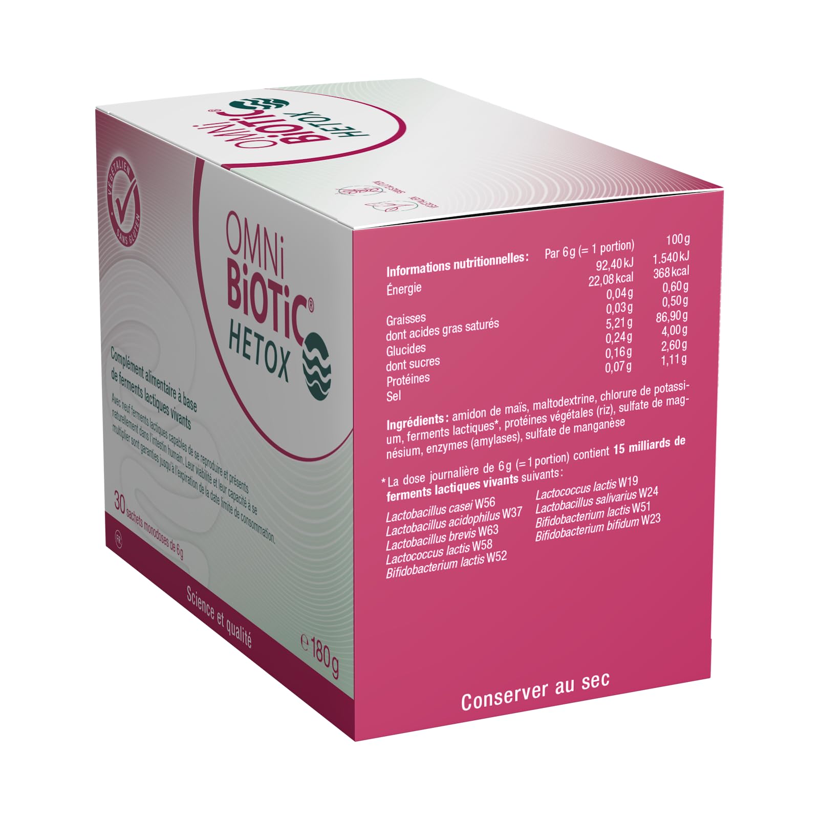 OMNi-BiOTiC HETOX | Probiotique | Axe intestin-foie | 9 souches bactériennes | 15 milliards d’UFC par dose journalière | 30 sachets | En poudre