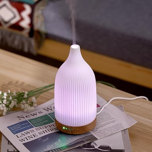 Miniatura 3 de Difusor de cerámica, difusor de aceite esencial de 3.4 fl oz, difusor ultrasónico de aromaterapia de niebla fría con apagado automático sin agua, 4