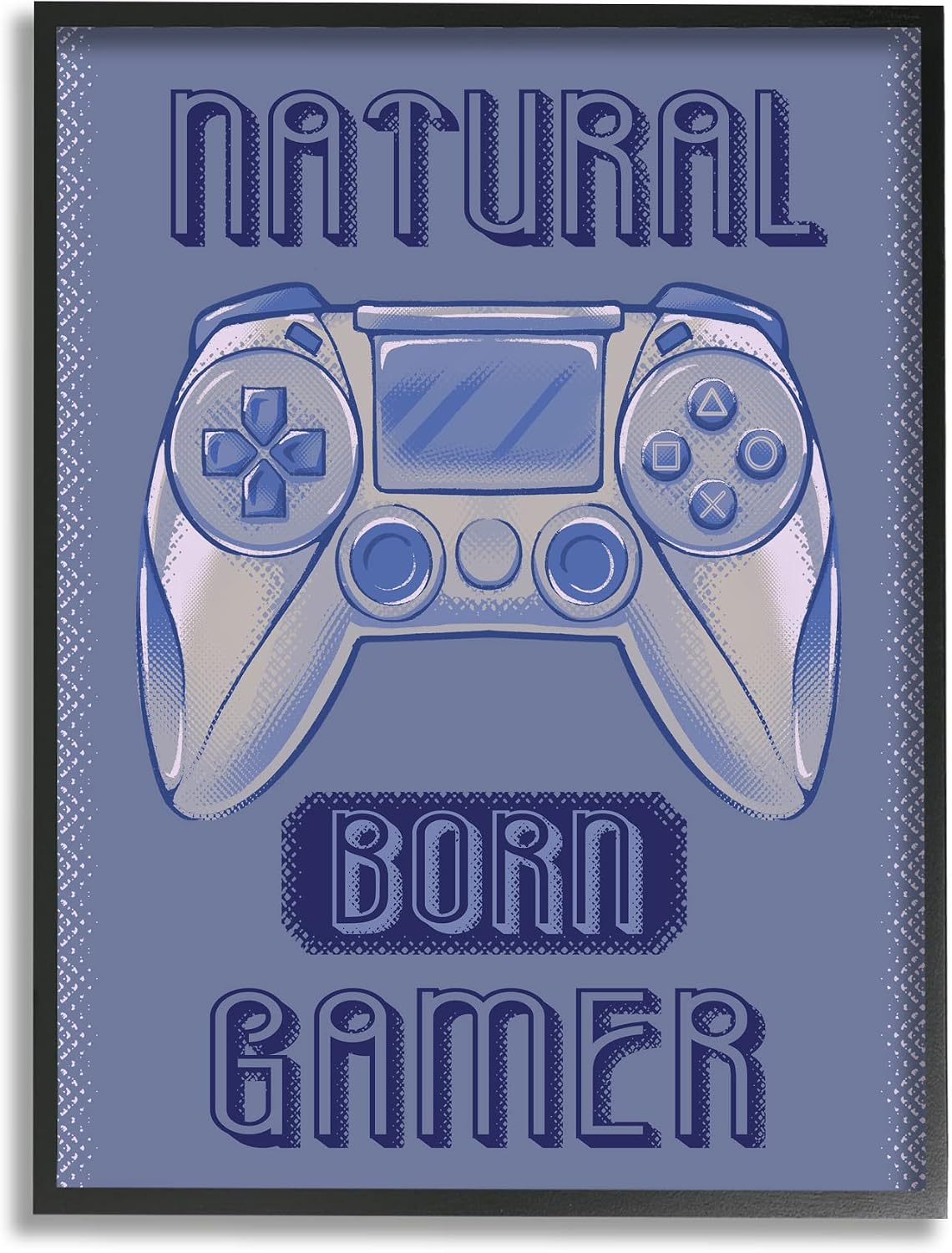 Stupell Industries Natural Born Gamer Text Saying Blue Gaming Controller, Design by Ziwei Li