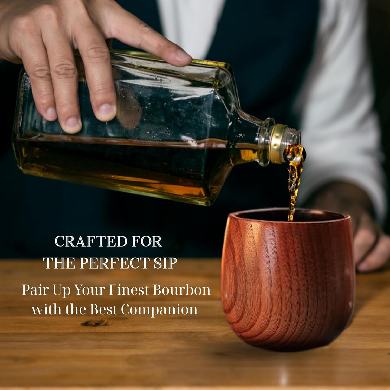 The Charred Wooden Bourbon Drinking Glass Bourbon | Handcrafted Oak Whiskey Tumbler & Grail Cup for Dad, Husband or Boyfriend | Perfect for Birthday, Anniversary, Retirement or Any Special Occasion - Image 8