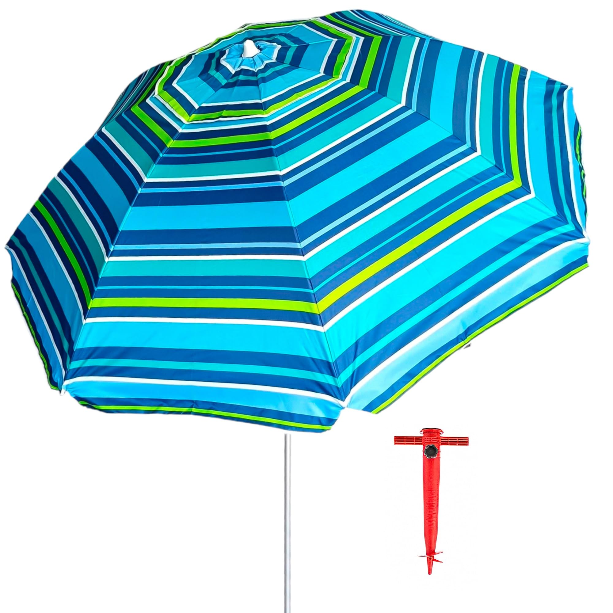 Pincho Beach Parasol 200 cm, Aluminium, UPF+50 Blocks 99% of UV Rays, 8 Fibre Glass Ribs, Very Lightweight 1.5 kg, Top Window, Colour 5, Grande