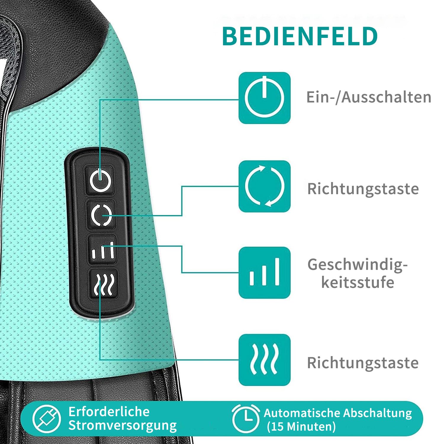 Nekteck 3D shiatsu nackenmassagegerät mit wärme, massagegerät nacken schulter, Tiefengewebe rückenmassagegerät um Muskelschmerzen zu lindern, verwenden Sie es für Nacken, Schulter, Rücken, Füße