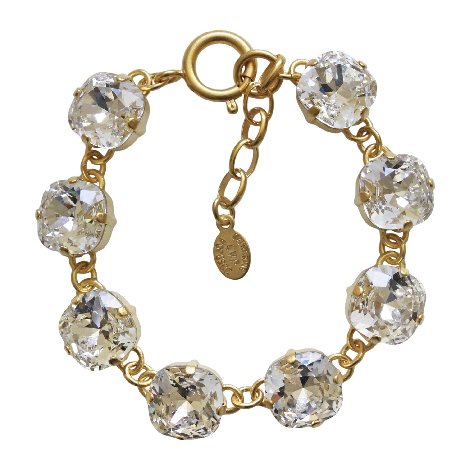 Goldtone 12mm Crystal Round Bracelet, Clear Crystal 1696G