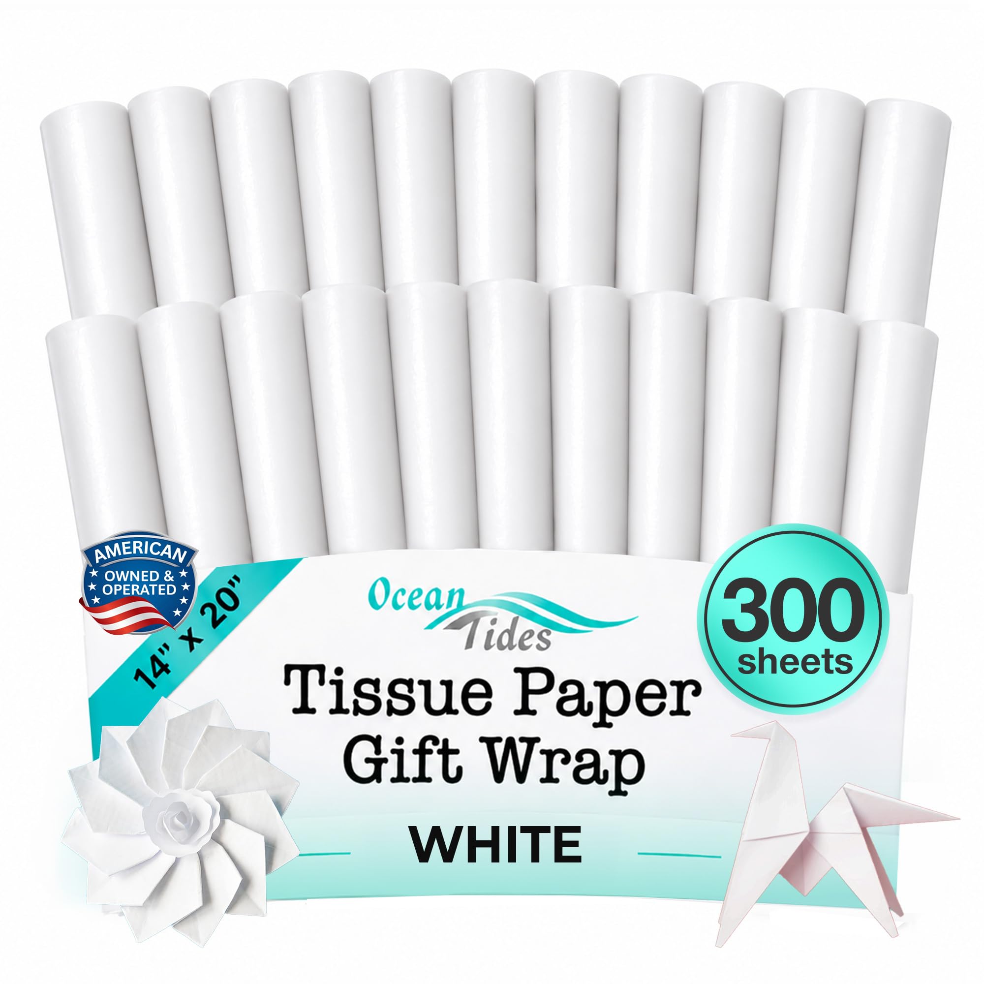 Tissue Paper for Gift Bags - 300 Sheets 14x20in Wrapping Paper, White