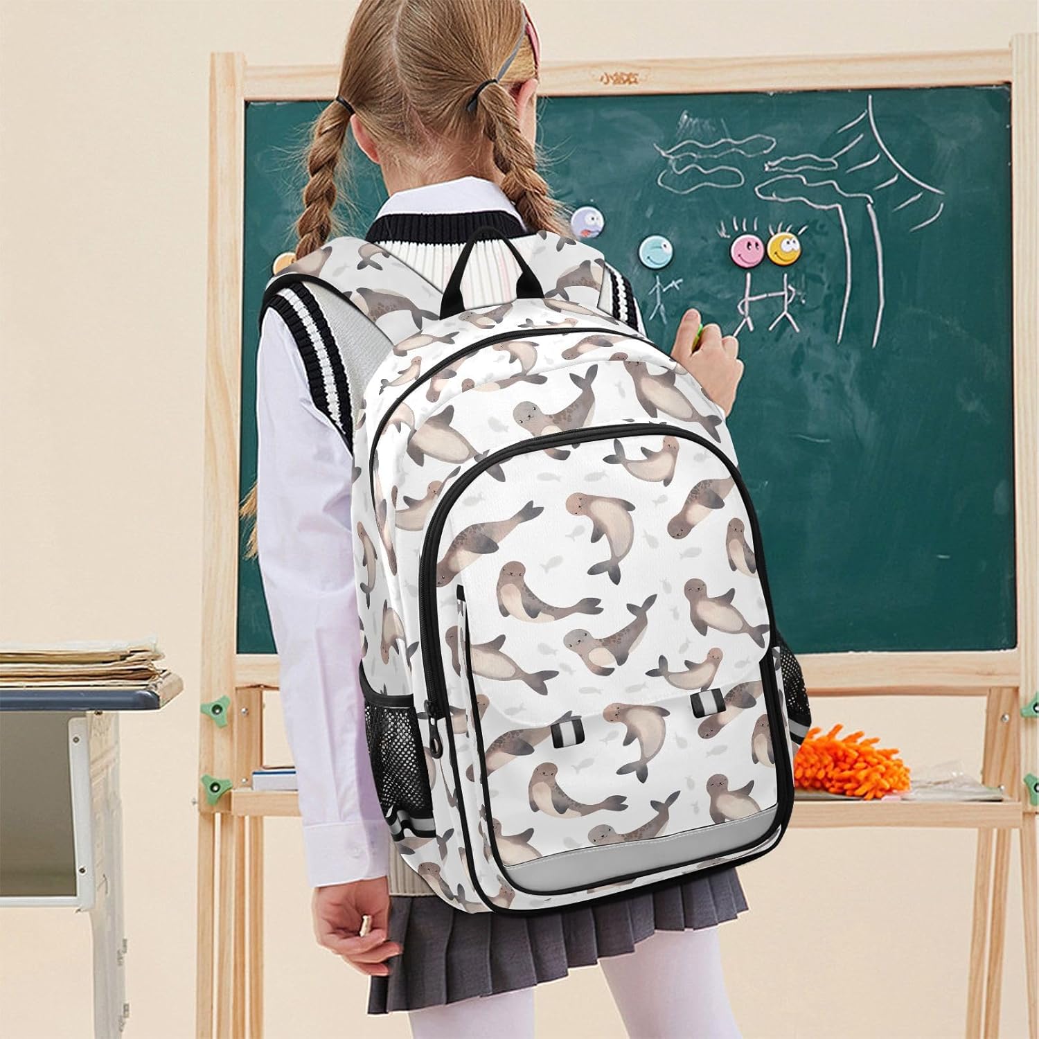 Kids Cute Seal Backpack for Boys Girls Schoolbag Children Teens Elementary Middle School Bags Lightweight Student Bookbag