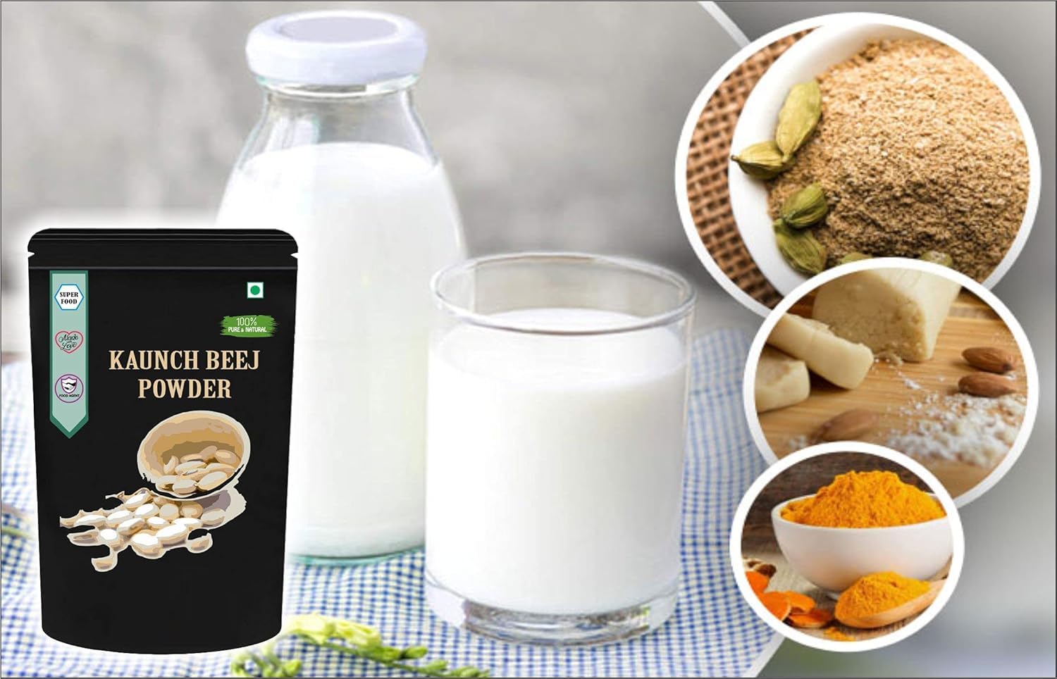 VK Pack Of 6 Akarkara, Gokhru, Safed Musli, Kaunch, Ashwagandha and Shatavari Powder (200 GM Each) Combo Pack = 1200 GM