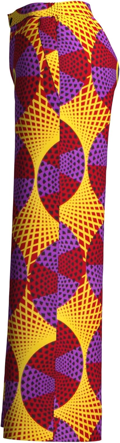 iooiooi Women's Fashion Casual Plus Size African Print Cotton Wide Leg Pants with Pockets - Image 5
