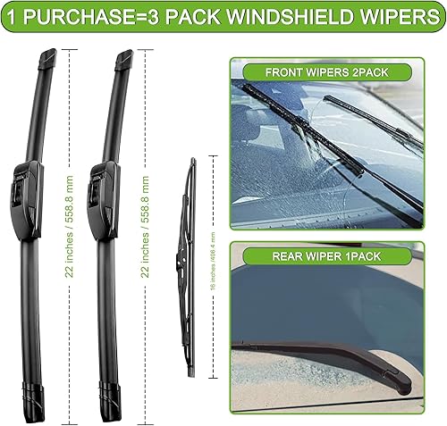 Vista 116 de PARRATI® - Limpiaparabrisas de repuesto y alto rendimiento con escobillas para parte trasera, para Dodge Durango y Jeep Grand Cherokee 2011-2023