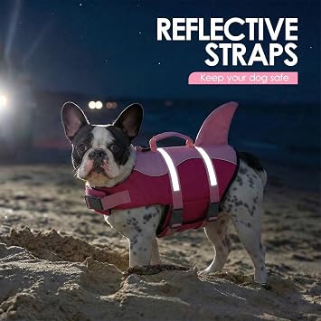 AOFITEE Dog Life Jacket Shark Dog Life Vest for Swimming Boating, L