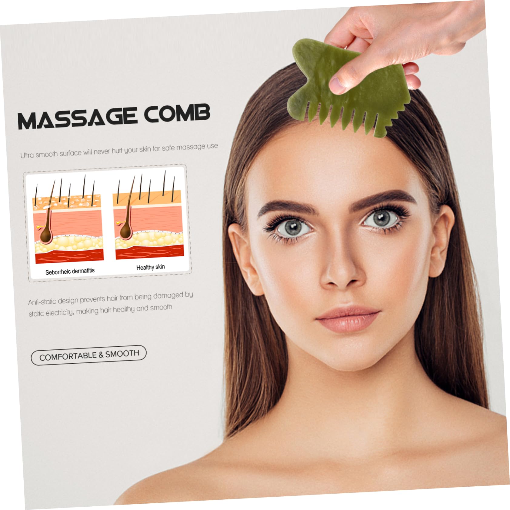 PartyKindom 5stücke Jade-kamm Zur Kopfhautmassage Ergonomischer Massagekamm Für Haarpflege Und Entspannung Grün Für Zuhause Und Unterwegs Für Sanfte Behandlung Für Tägliche Anwendung