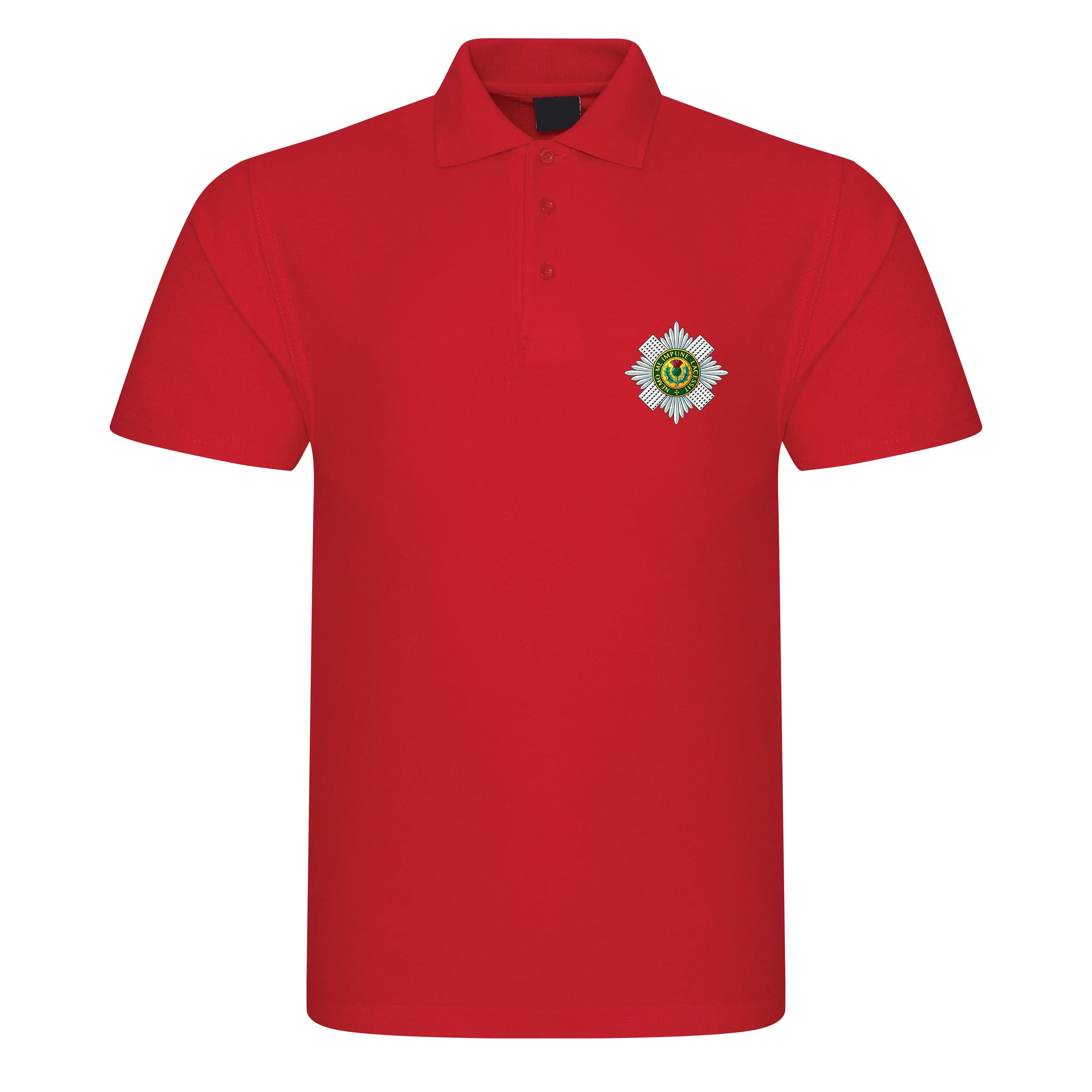 Psave Men's Red Scots Guards Insignia Embroide Polo Shirt British Army Military Embroidery (As8, Alpha, X_l, Regular, Regular, )
