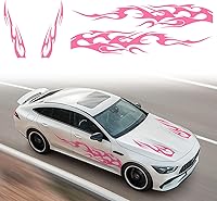 Vista 1 de RUIANTE 4 calcomanías universales de vinilo con diseño de rayas laterales para automóvil, diseño de llama, para automóvil, SUV, sedán (rosa)