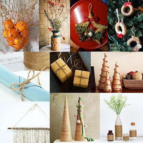 Miniatura 3 de Cordel de yute natural de 0.118 in de grosor, 656 pies, cuerda trenzada para manualidades, envoltura, agrupación, embalaje, jardinería, decoración