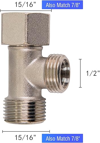 Miniatura 2 de Adaptador de bidé T - Adaptador de válvula T para bidé, hecho de níquel recubierto de latón (78  x 78  x 12 ), adaptador de 3 vías o conector en T