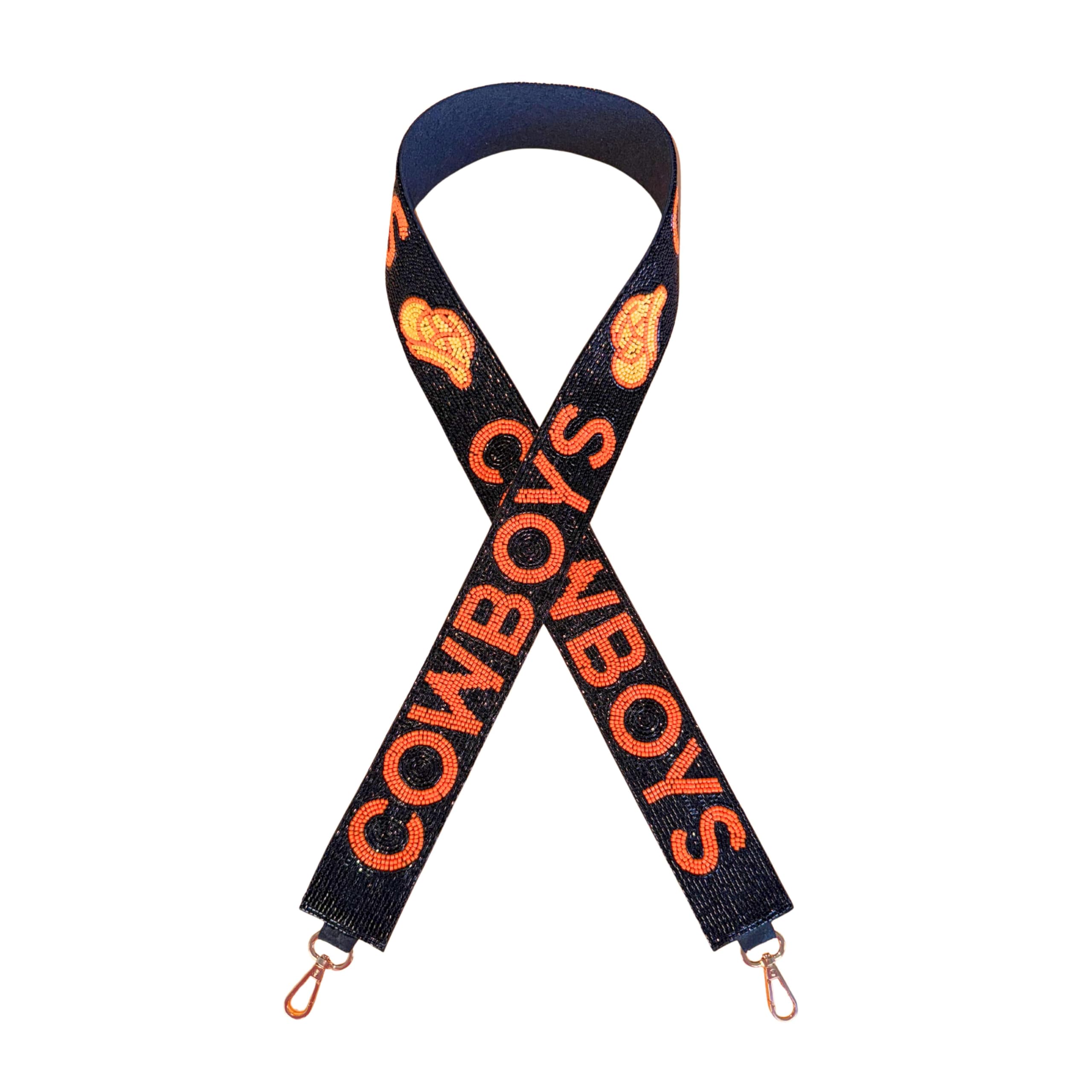 Lashicorn Oklahoma Beaded Purse Strap Game day Orange and Black 45” long for College Football Clear Bag Beads State Sports Purse Strap