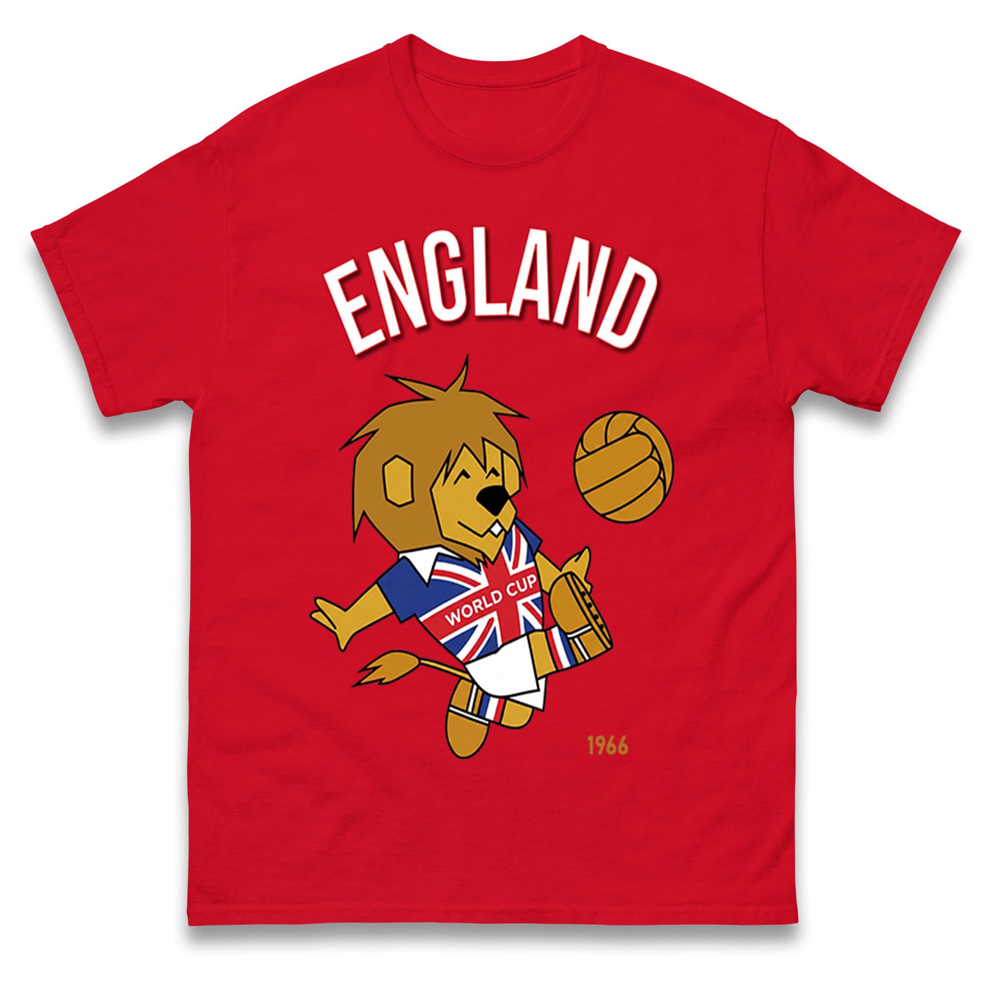 World Cup Willie England 1966 T Shirt, England World Cup Winners 1966 Tee Shirt, Retro Football Tshirt Red