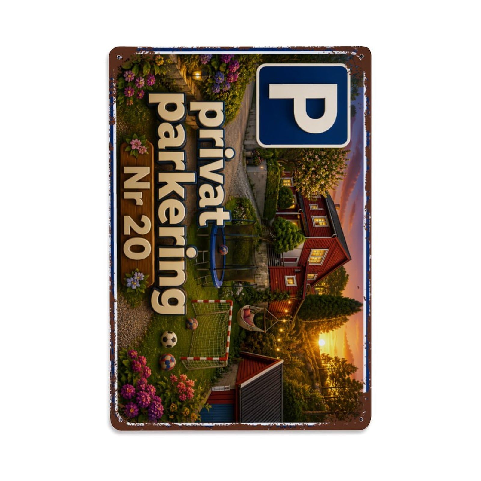 Ldfuieksufg Style Garden Yard Private Parking Metal Sign No.20 Vintage Aluminium Metal Sign, Retro Wall Decor For Home, Bar, Garage & Farmhouse 30X20cm