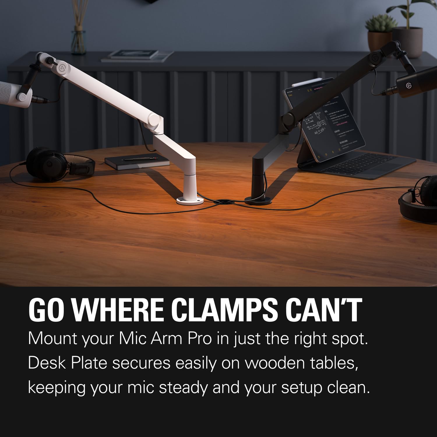 Elgato Wave Desk Plate, Flange Mount for Elgato Mic Arms Easy Screw-In Setup, No Clamps or Cutouts - Image 2