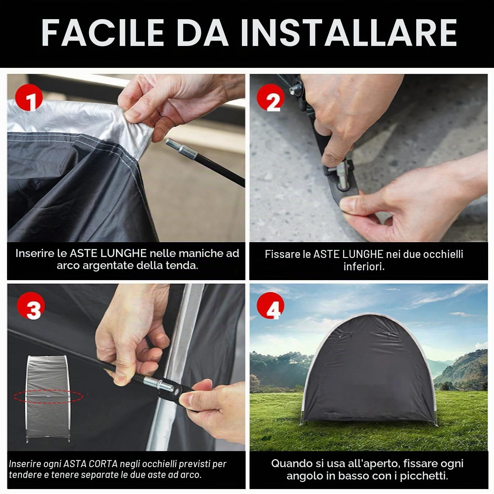 Tenda per Biciclette Attrezzi, Capannone Portatile, Garage Copertura per Biciclette, Tenda da Campeggio a Cupola, Tessuto Oxford 210D, per Biciclette, Moto, Attrezzi da Giardino e Tosaerba