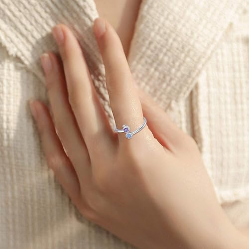 Miniatura 4 de JUSTKIDSTOY Anillo de punto y coma para mujer, de plata de ley 925, ajustable, anillo abierto para recuperación del suicidio, joyería inspiradora,