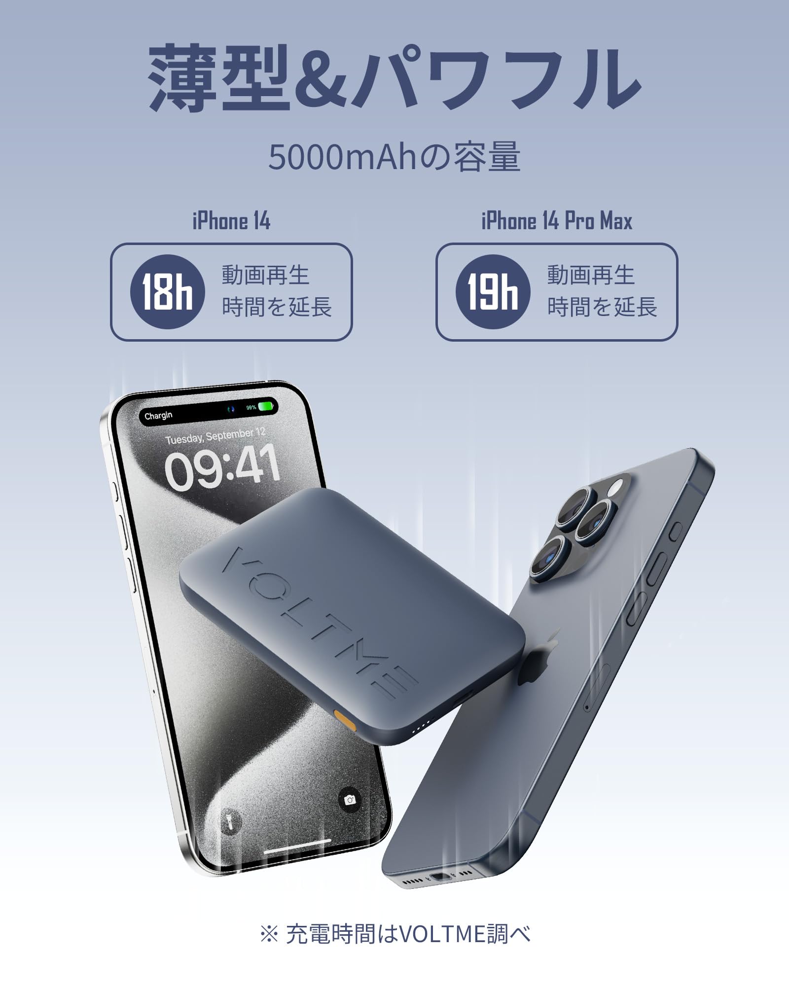 Amazon | VOLTME モバイルバッテリー マグセーフ 軽量 小型