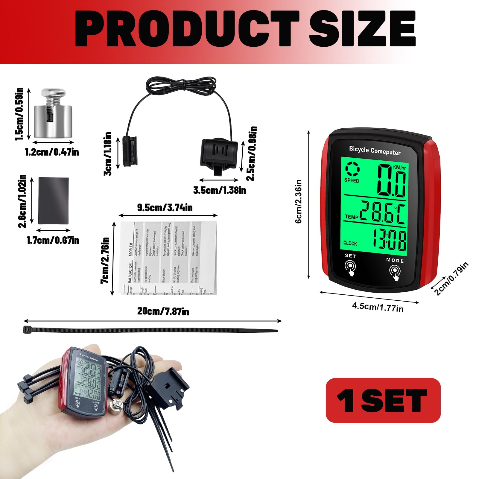 Computer Da Bici Senza Fili - 20 Funzioni, Impermeabile IP54, Display LCD Retroilluminato Per Velocità, Distanza E Calorie - Foto 12