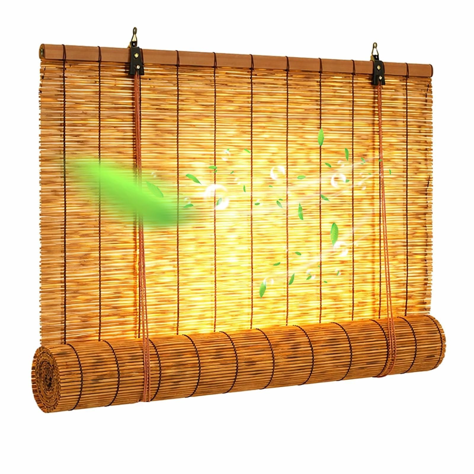 CMJYMX Retro Bamboo Roller Blind Blackout Roll Up Shade 50 70 90 100 120cm Wide Light Filtering Roman Shades For Porch, Patio & Interior Windows, Privacy Protection(120x310CM/47x122IN(WxH))