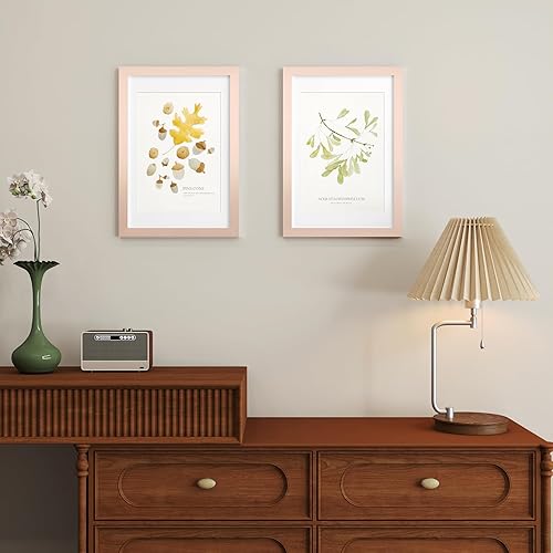 Miniatura 4 de KINLINK Juego de 2 marcos de fotos A3 color oro rosa, marco de fotos de madera mate A4 con plexiglás para A4 con paspartú o A3 sin paspartú para