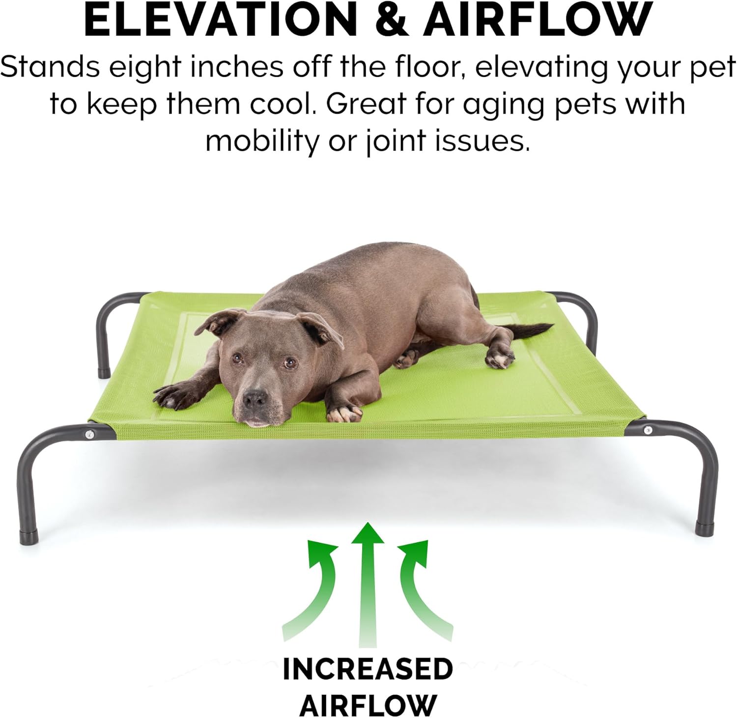 Furhaven Elevated Pet Cots - Cooling & Breathable Nylon Mesh Hammock for Large Dogs/Easy-to-Assemble/Durable and Reinforced/Perfect for Rest & Relaxation Outdoors - Gecko Green, Extra Large