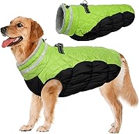 Vista 19 de Lelepet Abrigo cálido para perro, abrigo de invierno para perro, chaqueta impermeable para perros con arnés integrado reflectante para mascotas