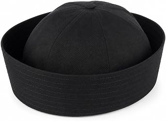 LOGOFUN Captain Hat Navy Sailor Sea Cap Black | Adjustable; Cosplay Costume Accessories for Halloween