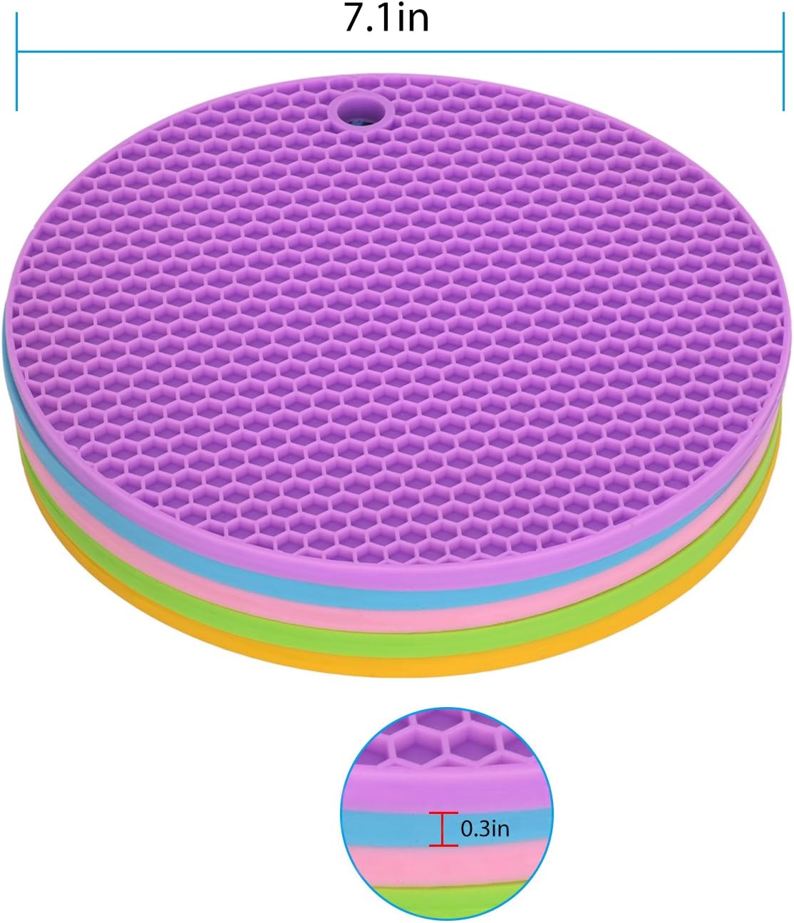 Big Sale Silicone Trivet Mats Round Pot Holder 5Pcs Multi-Purpose Hot Pot Mats Hot Pad Jar Opener Spoon Rest Heat Resistant Non-slip Durable Flexible Dishwasher Safe for Home Use