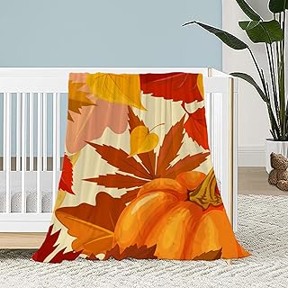 Neatee Living Fall Decorative Throw Blanket Small Fall Kids Child Blanket Orange Thanksgiving Autumn Pumpkin Blanket for Girl Boy Baby Lightweight Fuzzy Soft Fleece Blankets and Throws 40x50