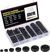 Zocipro Gumi Kábelátvezetők Készlet 200 db - Fekete Gumidugók 7 Méretben Kábelek Védelmére 7-25mm Átmérővel 9