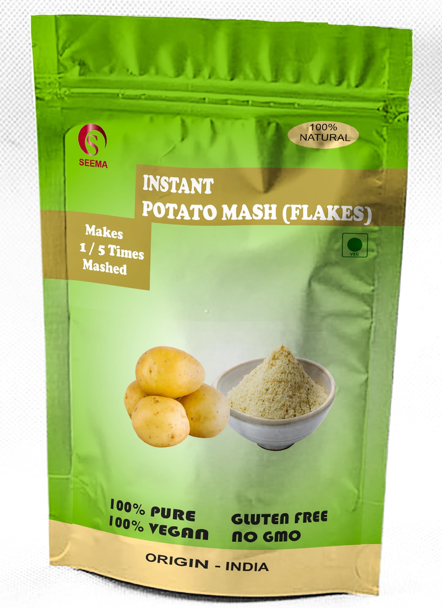 Dried Potato Flakes Instant Mashed/Dehydrated/Aaloo ka Mash Instant ALOO POHA READYMIX Pack Medium Spiced with Potato Slices PACK OF - 250g