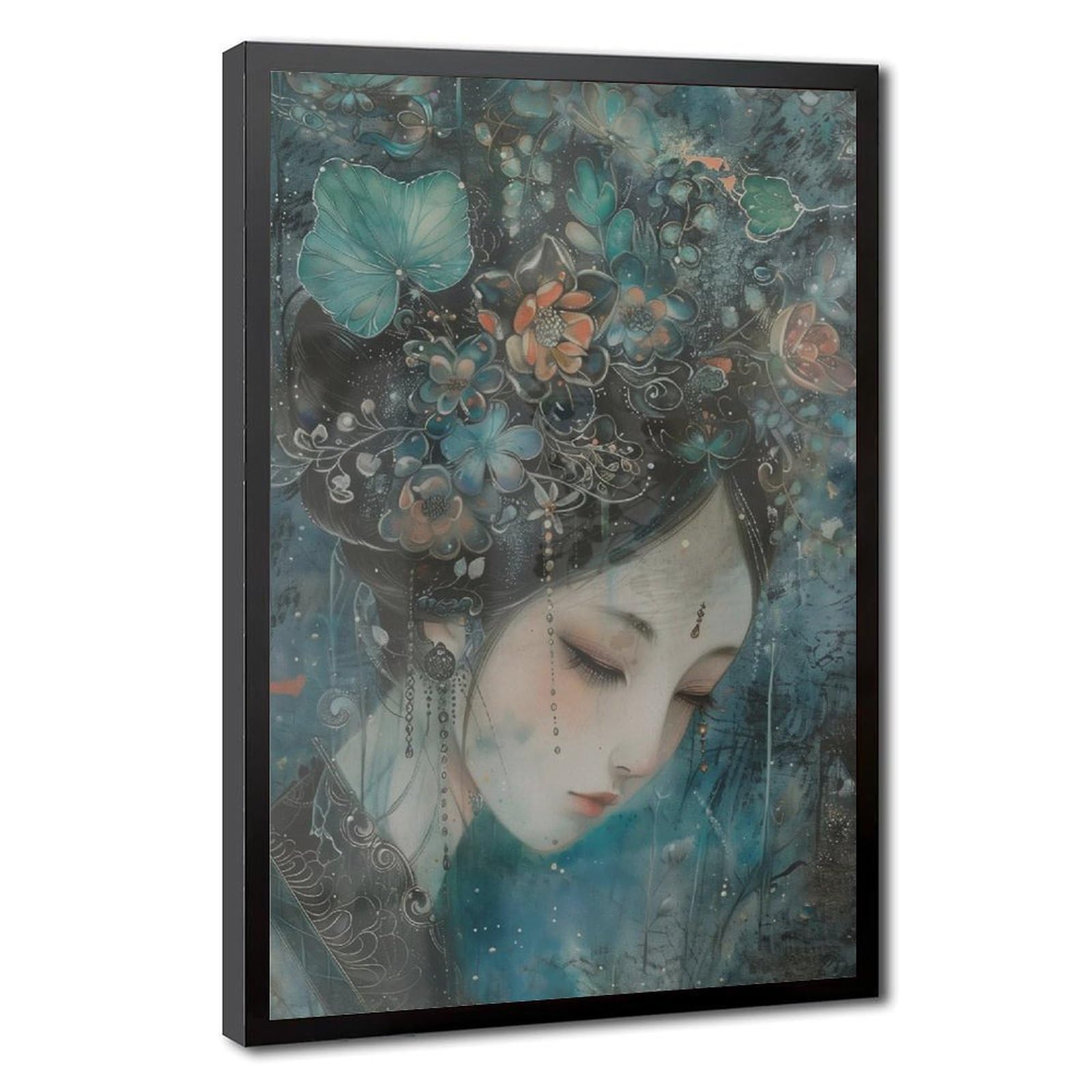 Bareronor Moody Geisha Poster Canvas Poster Bedroom Decor Landscape Office Room Decor Gift 20" L X 30" W