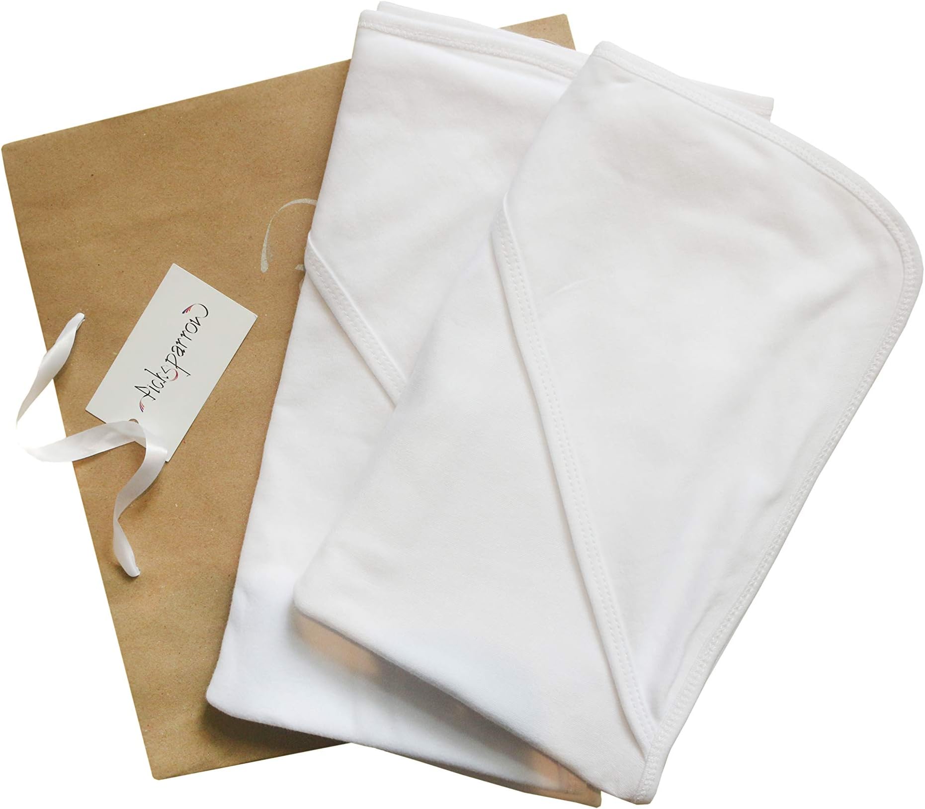 Soft Hooded Baby Blanket/Towel/Baby Wrap (Pack of 2, 75 x 75 cm, White, Cotton, Breathable)