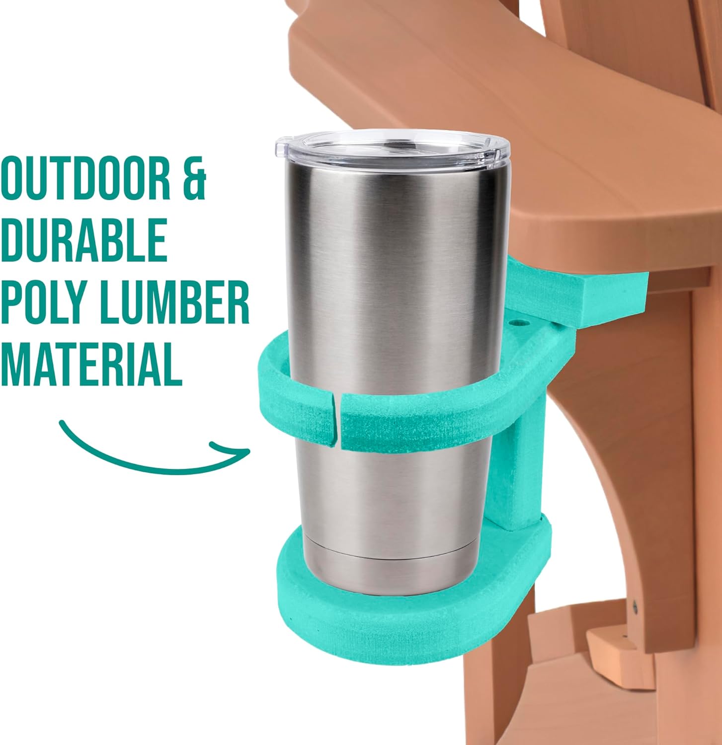 Durable Cup Holder for Outdoor Furniture – Adirondack Chair Attachment, Teal, Perfect for Outdoor Enthusiasts, Affordable & Easy to Use - Image 2