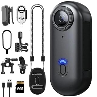 64GB 1080P Mini Thumb Action Camera, Wearable Small Body Camera, Portable Vlogging Hands-Free POV Video Recorder for Motorcycle, Bike, Helmet, Work, Travel, Pet Walking - Amazon product rated Grade A