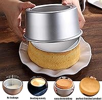 Vista 6 de EXGOX Juego de 2 moldes redondos antiadherentes de aluminio profundo de 5 pulgadas con base desmontable para hornear pasteles