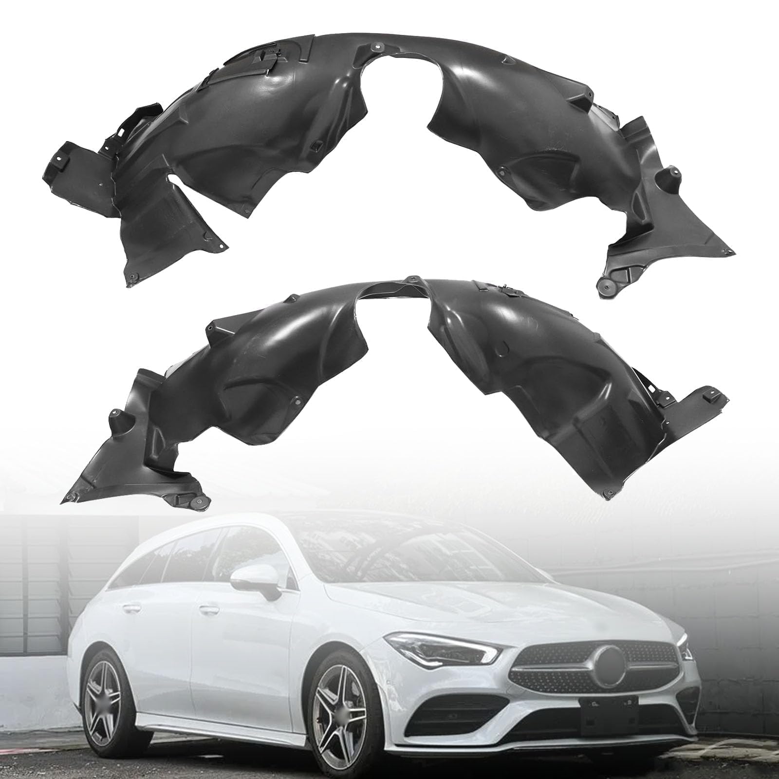 SecosAutoparts 2Pcs Fender Liner Inner Front Left & Right Compatible with Mercedes-Benz CLA250 2014-2019 Replace# 2466900100, 2466900200