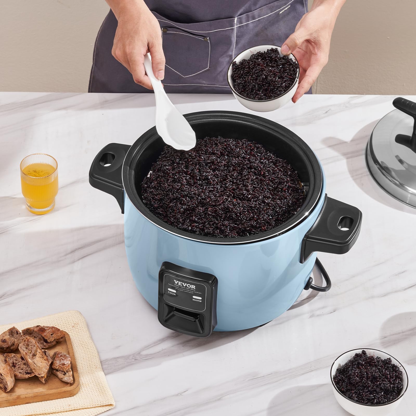 VEVOR Cuiseur à Riz Commercial, Auto-cuiseur de Riz 40 Tasses 8 Litres, Grand Pot Intérieur Antiadhésif, Cuisson Rapide, Maintien au Chaud 24 Heures, avec Tasse Doseur et Spatule, pour Restaurant